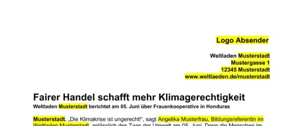 Muster-Pressemitteilung zum Herunterladen